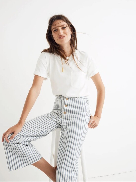Madewell Denim - NEW Madewell Wide Leg Striped Jeans 26